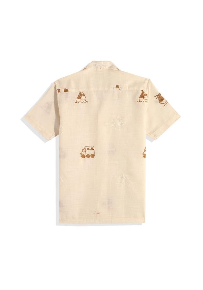 CAVIO Cotton Linen Printed Co-ord Set for Boys - Short Sleeve Shirt and Shorts - Image 3